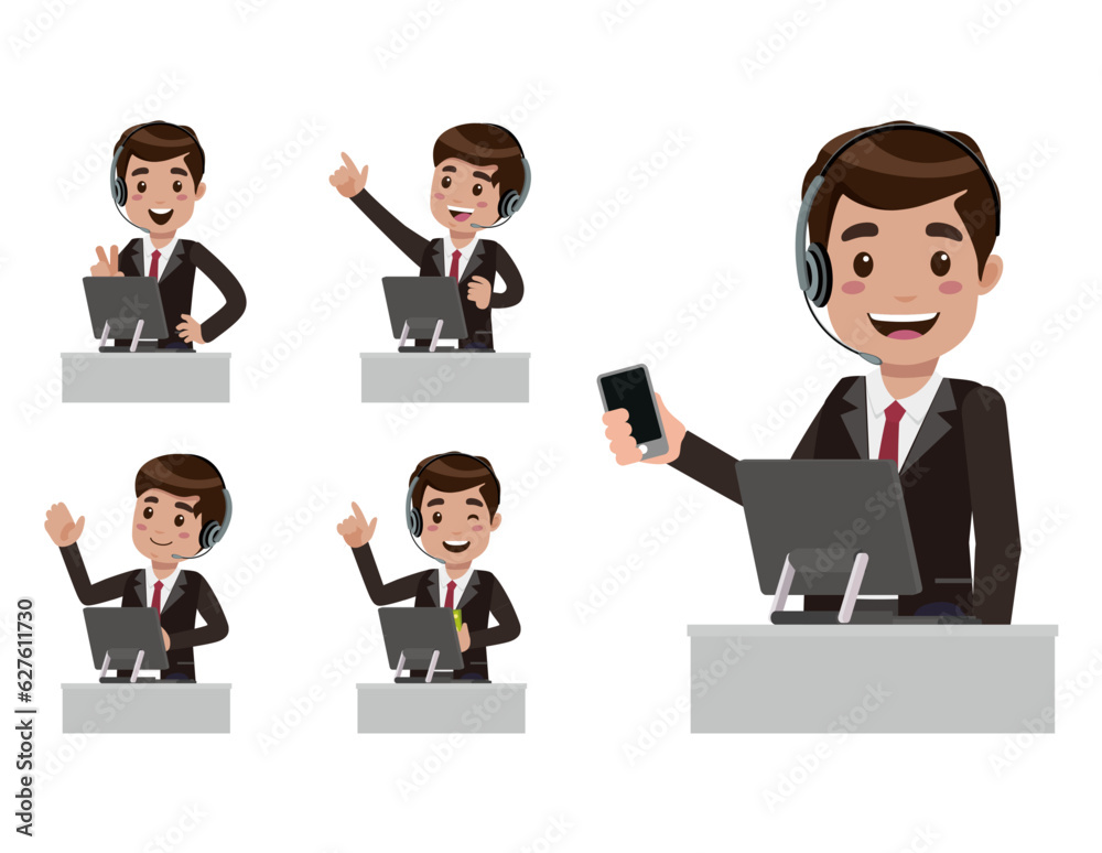 Call center and customer service character Call center and customer service character