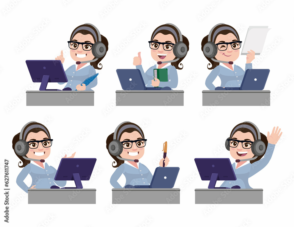 Call center and customer service character Call center and customer service character