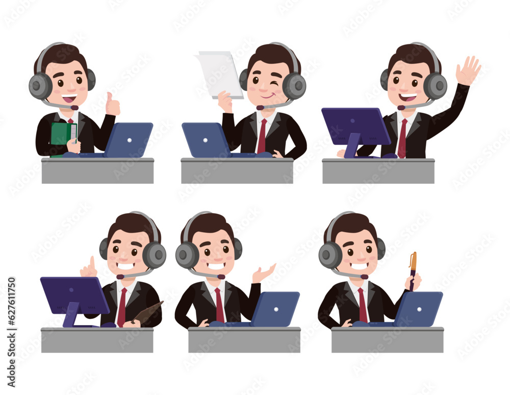 Call center and customer service character Call center and customer service character