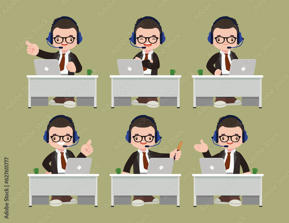 Call center and customer service character Call center and customer service character