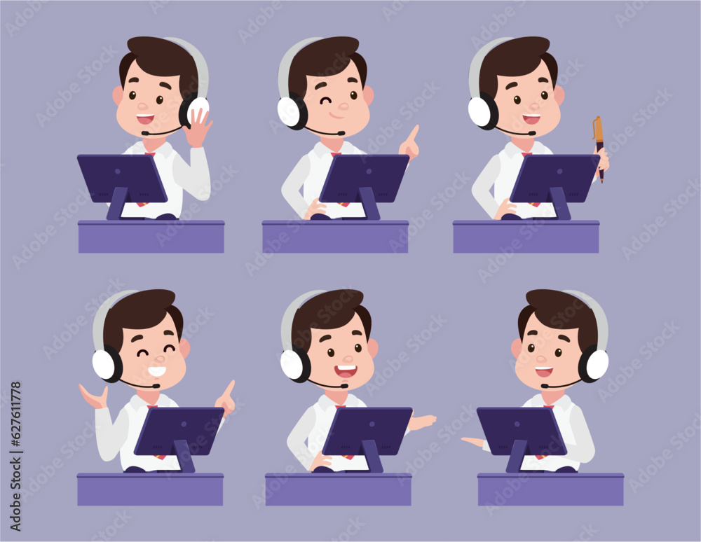 Call center and customer service character Call center and customer service character