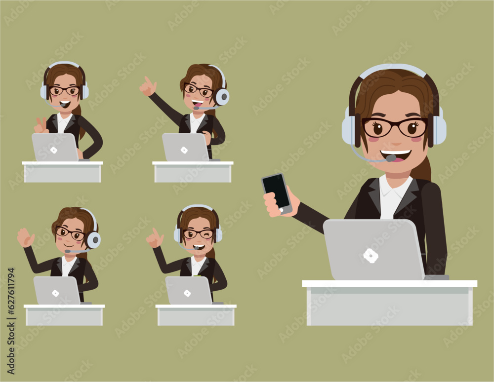 Call center and customer service character Call center and customer service character