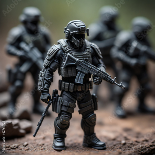 Macro photography of a miniature human figurine insert activity and object here AI Generative