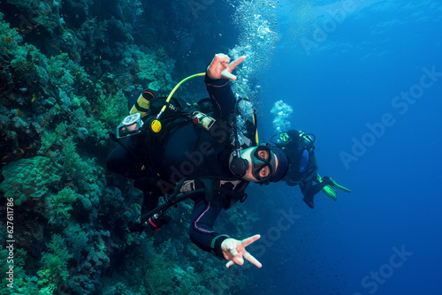 Scuba Diver Showing Peace Sign © feel4nature