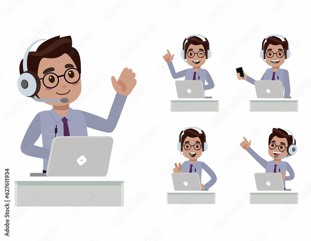 Call center and customer service character Call center and customer service character