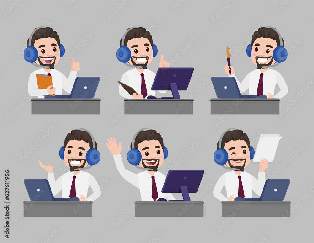 Call center and customer service character Call center and customer service character