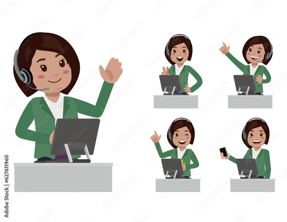 Call center and customer service character Call center and customer service character