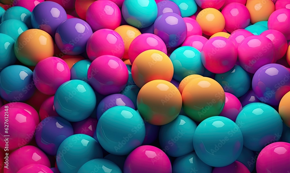 Glowing spheres float on a colorful digital background Glowing spheres float on a colorful digital background