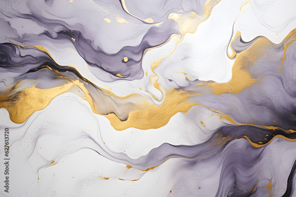 Luxury abstract fluid art painting background alcohol ink technique navy black and gold, AI generate