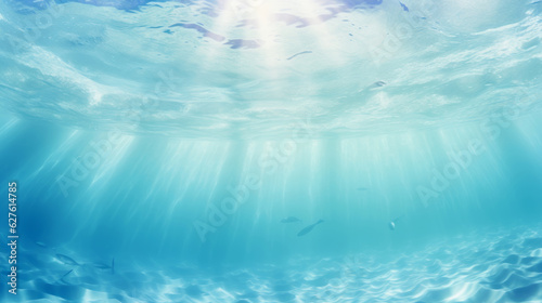 Underwater view of sunny serene sea