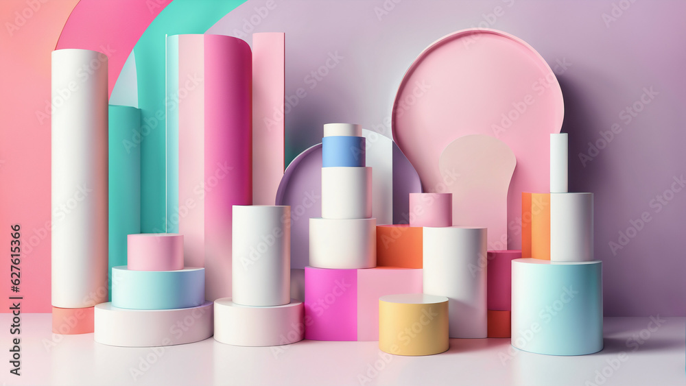 3D podium pink blue theme for product showcase 3D podium pink blue theme for product showcase