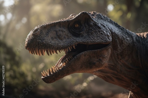 Large-headed tarbosaurus in sunlight. Generative AI © Clio