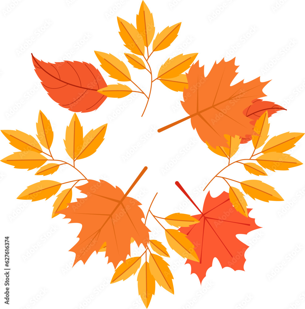 Fototapeta premium Autumn Leaves Round Frame