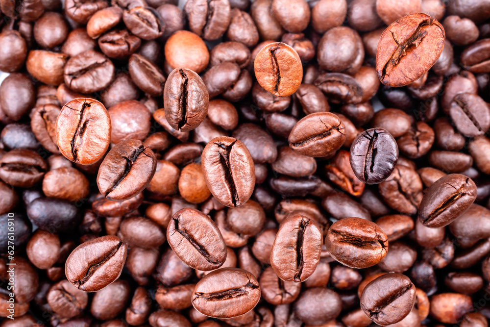Brown Roasted Coffee Beans Closeup On, selective focus, soft focus. Brown Roasted Coffee Beans Closeup On, selective focus, soft focus.