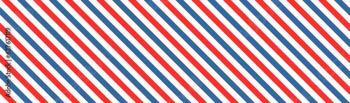 Barber colored liner background. Blue red vector pattern. Diagonal stripe pattern. Vector 10 eps.