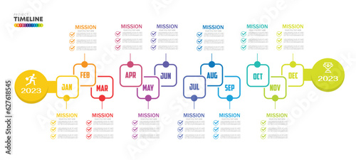 infographic Project timeline graph for 12 months modern diagram calendar, presentation vector infographic.