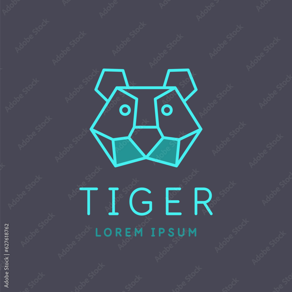 Minimalistic and stylish Tiger emblem. Illustration with text in a fashionable simple style. Minimalistic and stylish Tiger emblem. Illustration with text in a fashionable simple style.