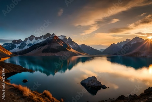 sunrise over the lake generative by Al technology