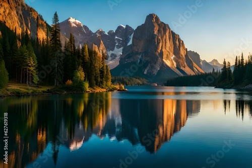 sunrise over the lake generative by Al technology