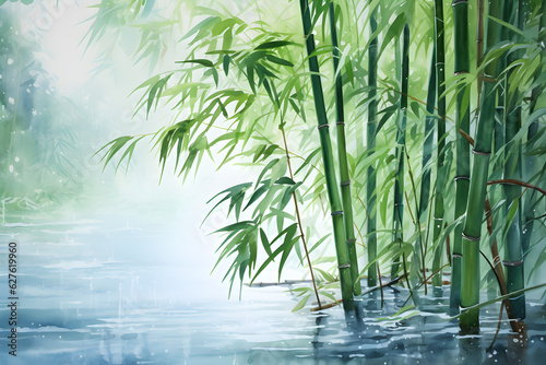 Watercolor painting of bamboo © Pinevilla