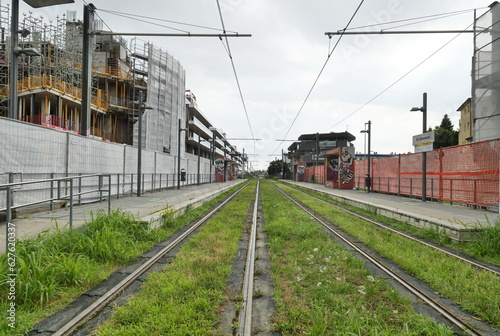 Seriana valley tram (teb) railway connecting Bergamo to Albino, eco-sustainable, fast and punctual  photo