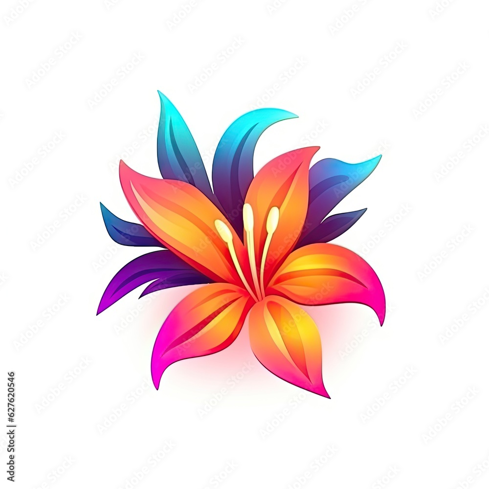 Cute Lily blooming flower isolated on white background. Floral design with elegant flower. Generative AI