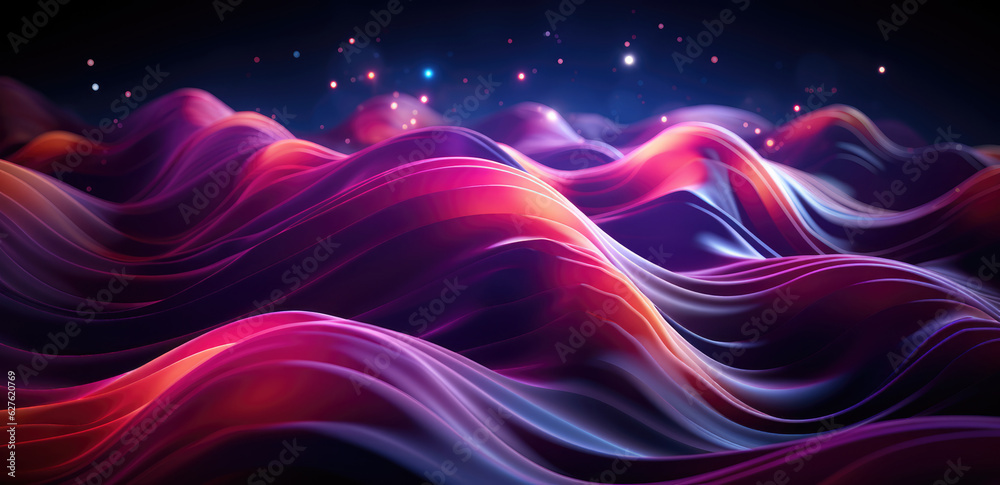 abstract blue and purple wavy background with glowing lines and bokeh effect. created with generative AI technology. abstract blue and purple wavy background with glowing lines and bokeh effect. created with generative AI technology.