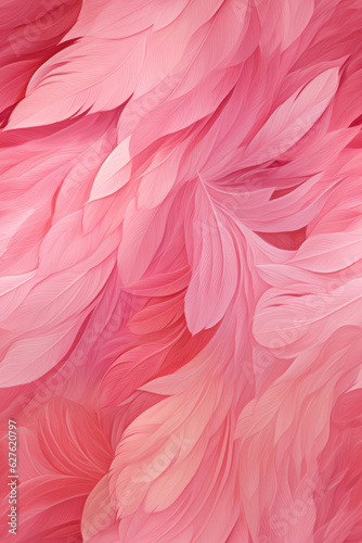 Pink feathers background. Realistic illustration of feather texture. created with generative AI technology.