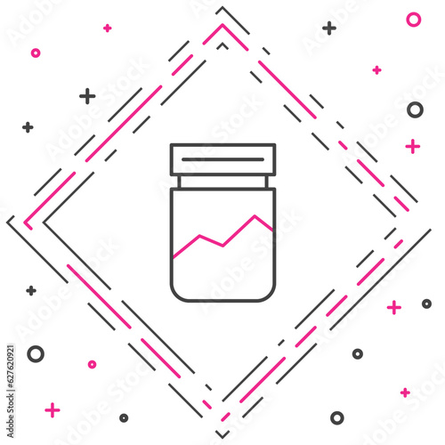 Line Plastic bag of drug icon isolated on white background. Health danger. Colorful outline concept. Vector