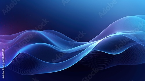 Generative AI Abstract background with glowing wave. Shiny moving lines design element.blue gradient flowing wave lines. Futuristic technology conceptAbstract tech glow from curved lines 