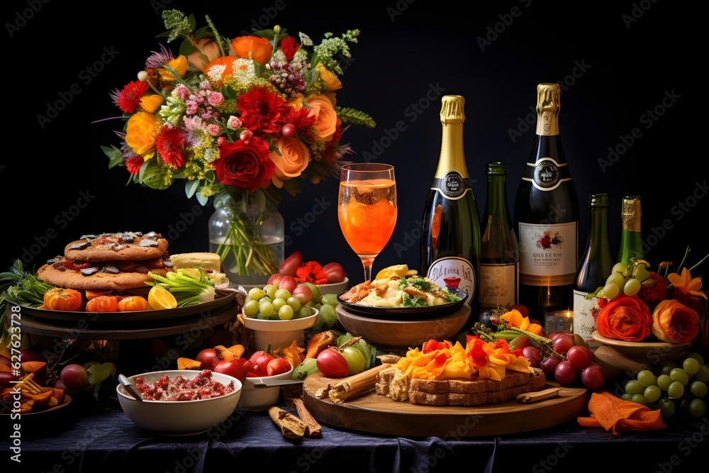 Beautifully Decorated Party Table - Celebration with Food and Drinks