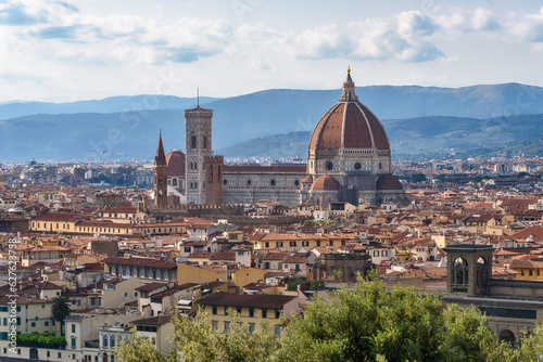 Florence, Italy - June 28, 2023: Panorama of Florence in Italy. Aerial view of Florence city in Italy.