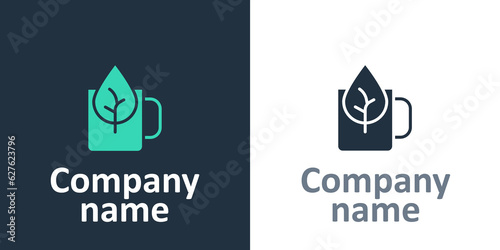 Logotype Cup of tea with leaf icon isolated on white background. Sweet natural food. Logo design template element. Vector