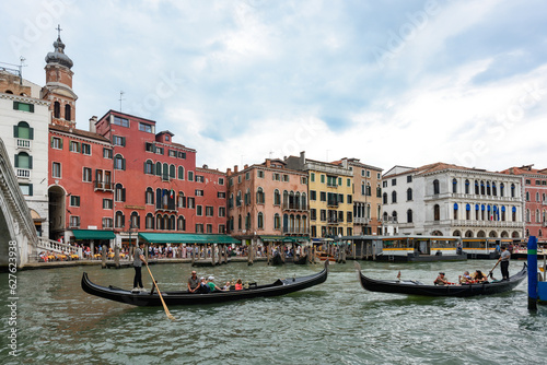 Venice, Italy - June 30, 2023: Canal Grande with Rialto Bridge in Venice. © nedomacki