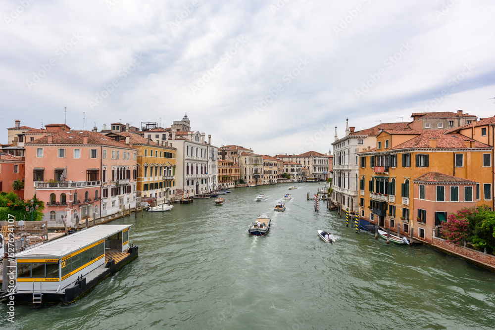 Venice, Italy - June 30, 2023: Venice canal shot from gondola, Italy 