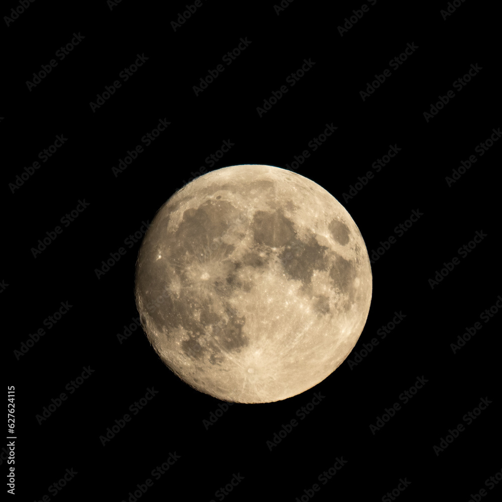Super fool moon on black background, detailed image Super fool moon on black background, detailed image
