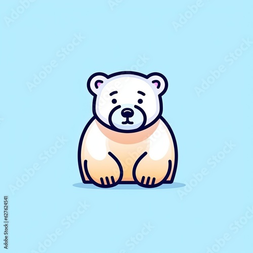 Portrait of Polar bear cute animal icon. Line style character avatar. Generative AI