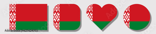 Flag of Belarus. Set of shapes: square, rectangle, circle, heart.