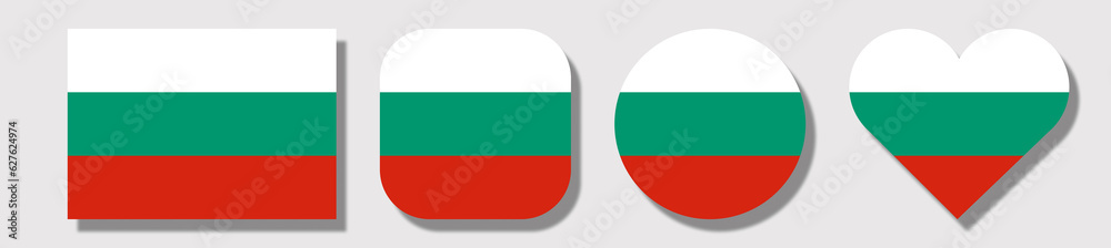 Flag of Bulgaria. Set of shapes: square, rectangle, circle, heart.