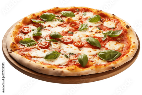 Isolated Margherita Pizza Clear Background Generative AI