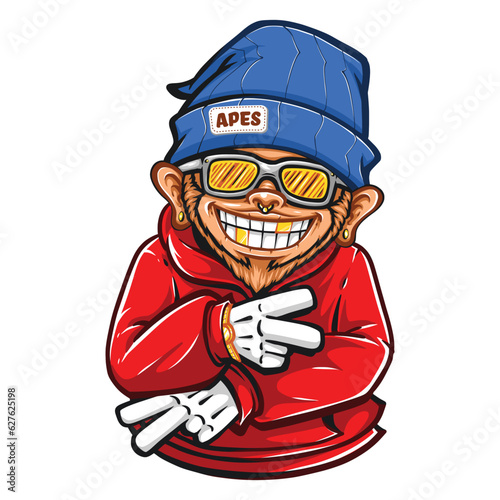 funky monkey with gold watch cartoon