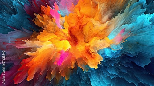 Energetic Splatter Paint abstract background. Colorful futuristic illustration art. Generative AI