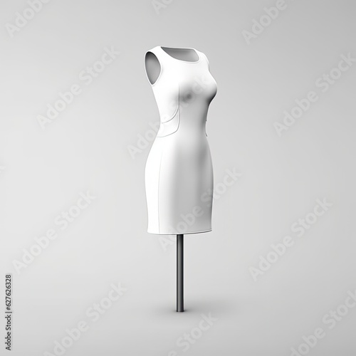 Sheath dress fashion clothes isolated on white background. White mockup clothing. Generative AI