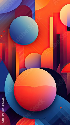Dynamic Geometric Shapes abstract background. Colorful futuristic illustration art. Generative AI