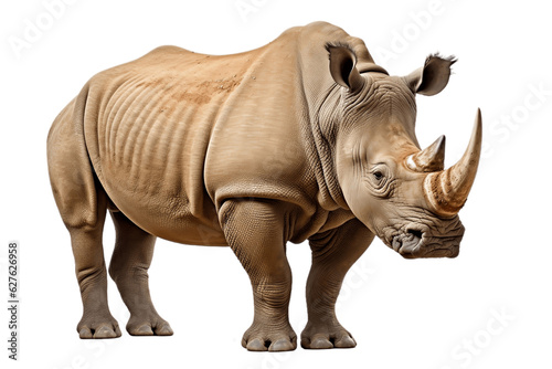 Isolated Southern Rhino on Transparent Background. Generative AI