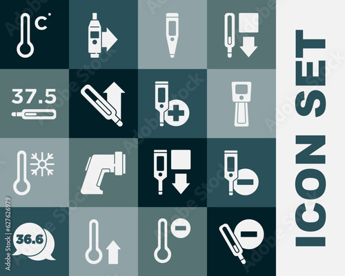Set Medical thermometer  Digital  Meteorology and icon. Vector