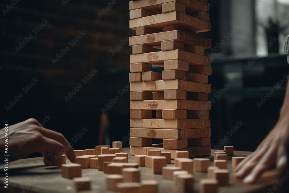 A digital Jenga game for team building during webinars. Generative AI Stock Illustration Adobe