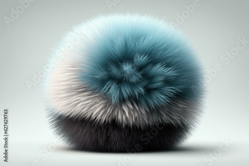 3d illustrated abstract fur ball isolated. Generative AI