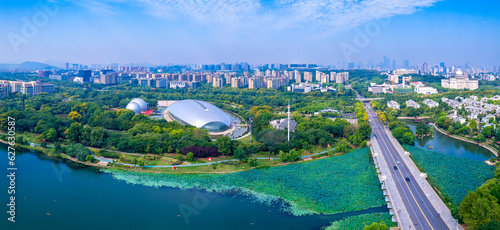 Aerial view of Nanjing Science and Technology Museum, Jiangsu Province, China