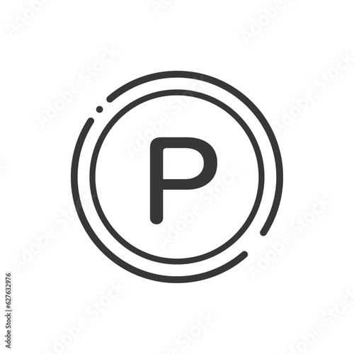 Pの文字が入ったシンプルなコインのアイコン - ポイント･ポイ活やリンやプルトニウムのイメージ素材
